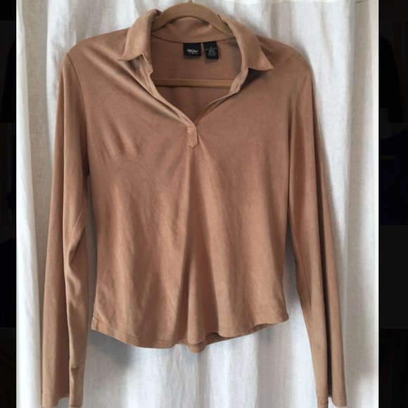 Tan Suede-Like Blouse - Picture 1 of 3